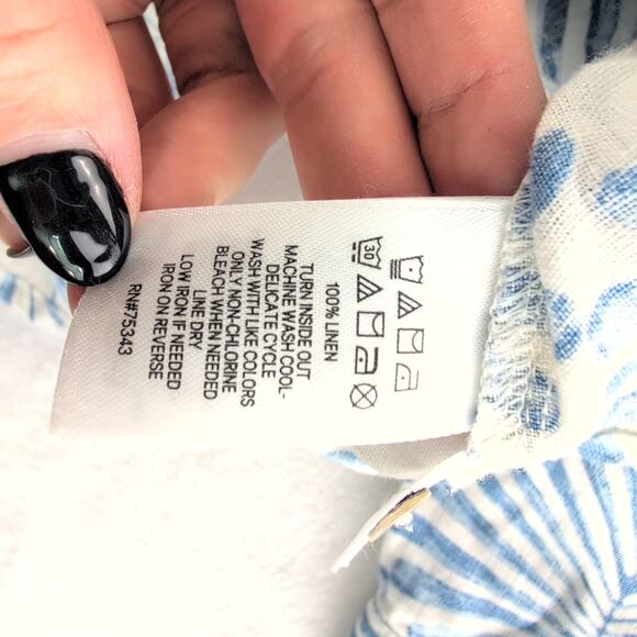 Joie 100% Linen Button Down Shirt Women's Med CoastalCowgirl Nautical Boho - Picture 4 of 9